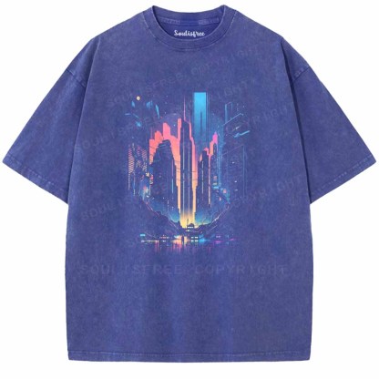 Soulisfree Neon Glow Over Future Streets Washed Tee