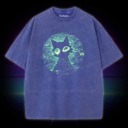 Soulisfree Glowing Matrix Cat Washed Tee