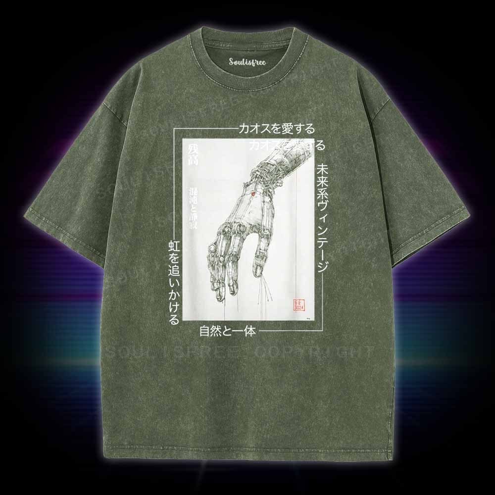Soulisfree Cyberpunk Mechanical Hand  Washed Tee