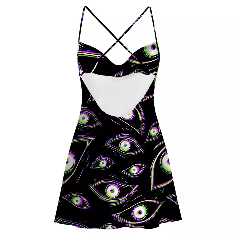 Soulisfree Glitch Vision Satin Mini Dress
