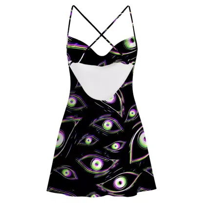 Soulisfree Glitch Vision Satin Mini Dress