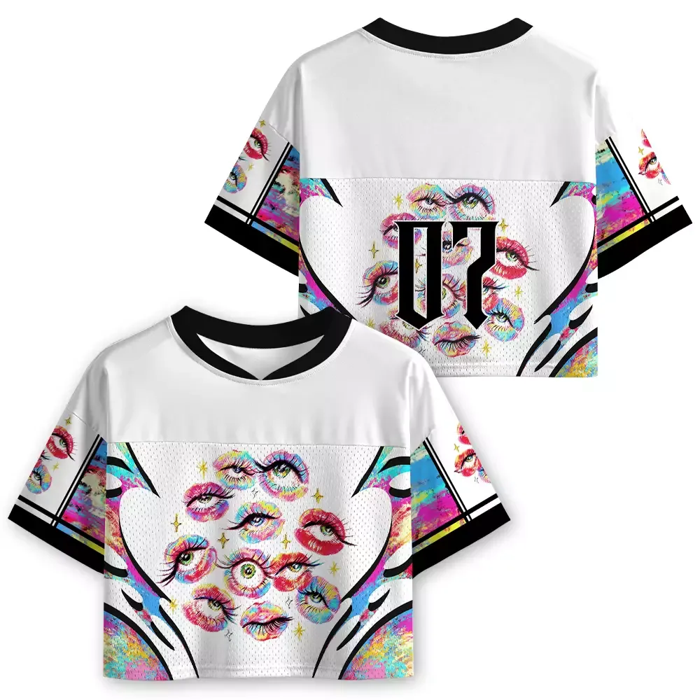 Soulisfree Eyes Everywhere Cropped Mesh Jersey