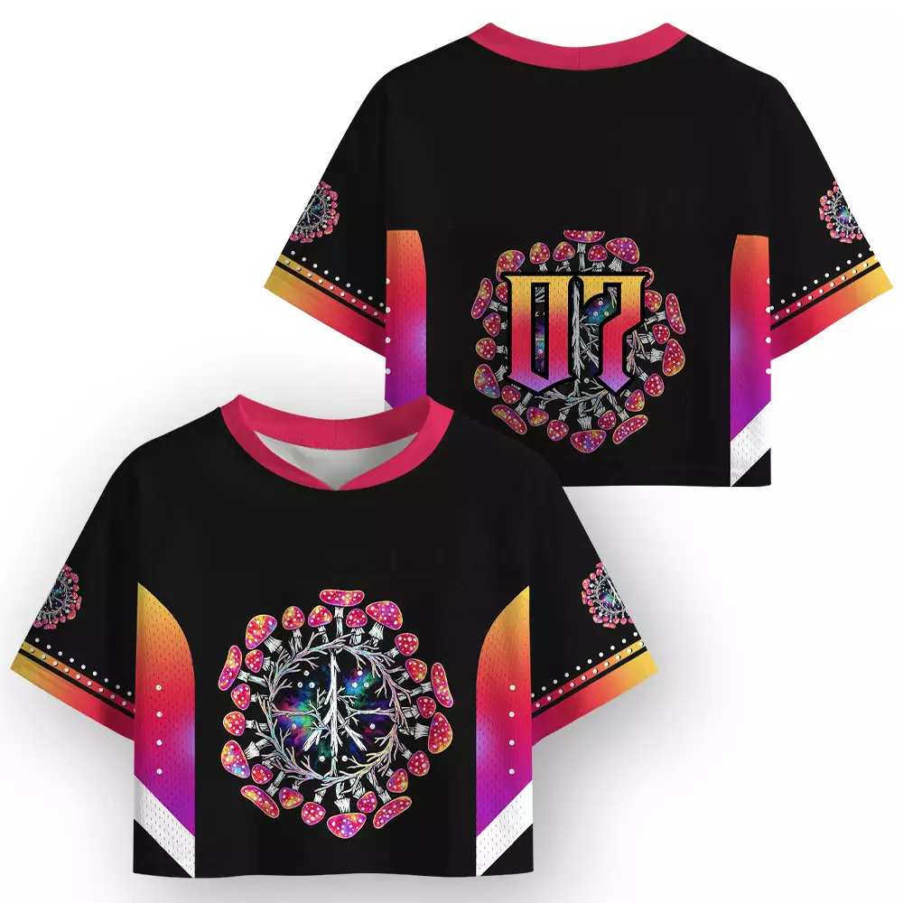 Soulisfree Mushroom Mandala Cropped Mesh Jersey