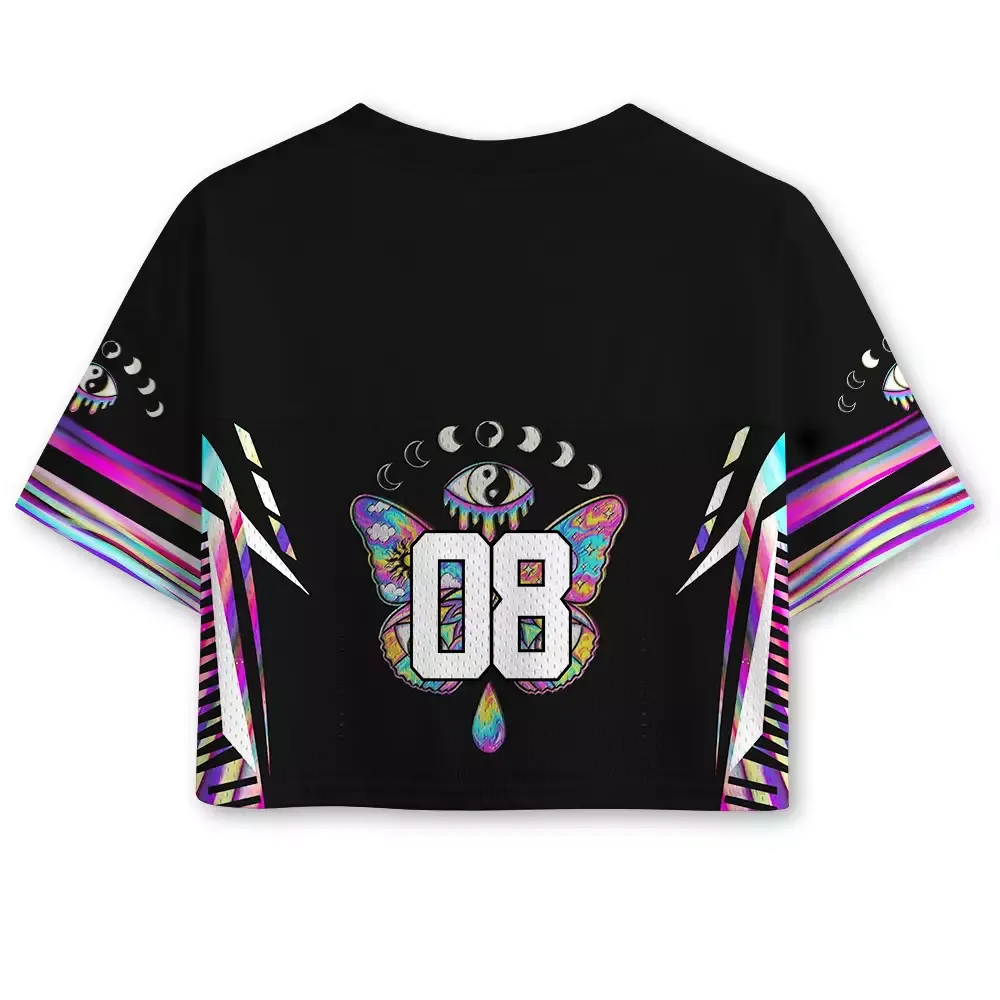 Soulisfree  Third Eye Butterfly Cropped Mesh Jersey