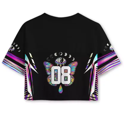 Soulisfree  Third Eye Butterfly Cropped Mesh Jersey