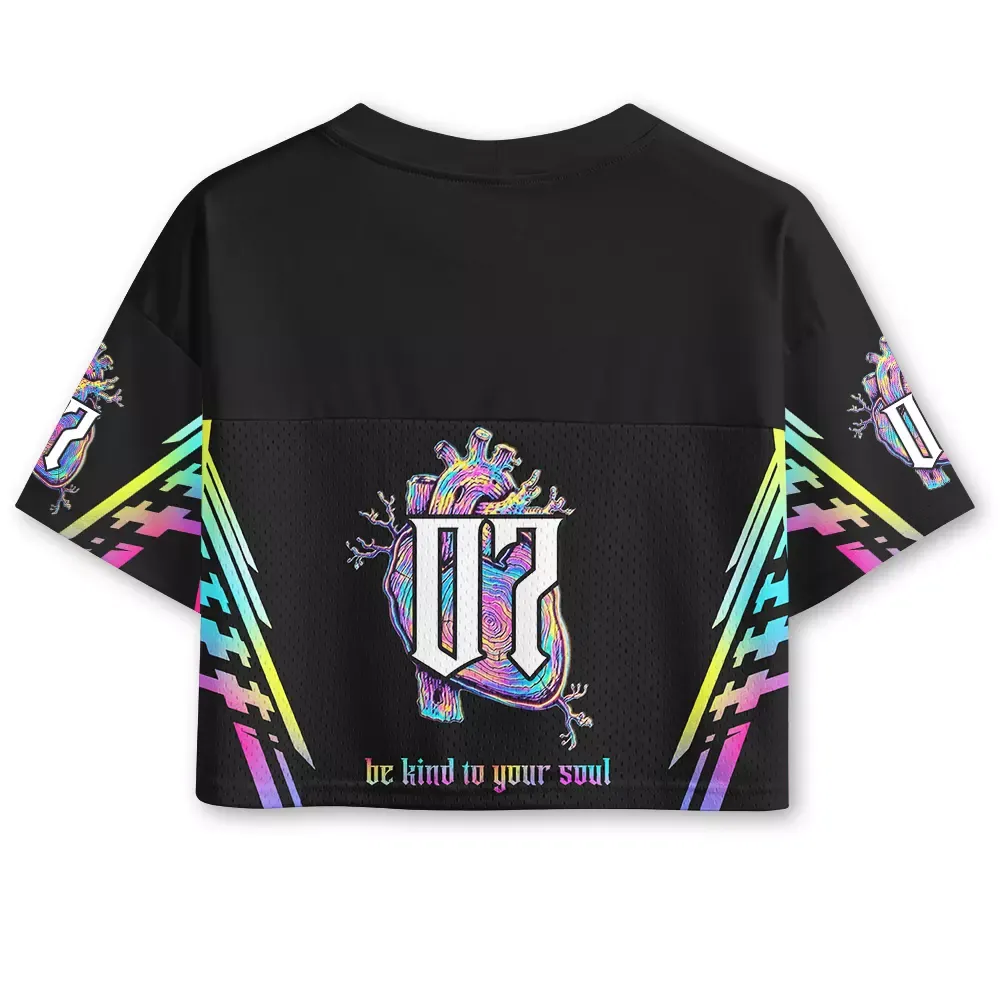 Soulisfree Be Kind To Your Soul Cropped Mesh Jersey