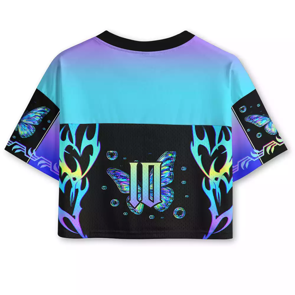 Soulisfree Butterfly Ripple Iridescent Dream Cropped Mesh Jersey