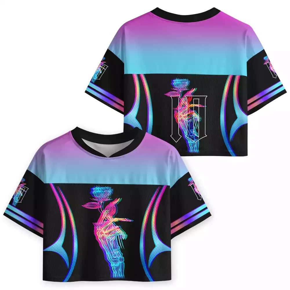 Soulisfree When Bones Hold Flowers Cropped Mesh Jersey