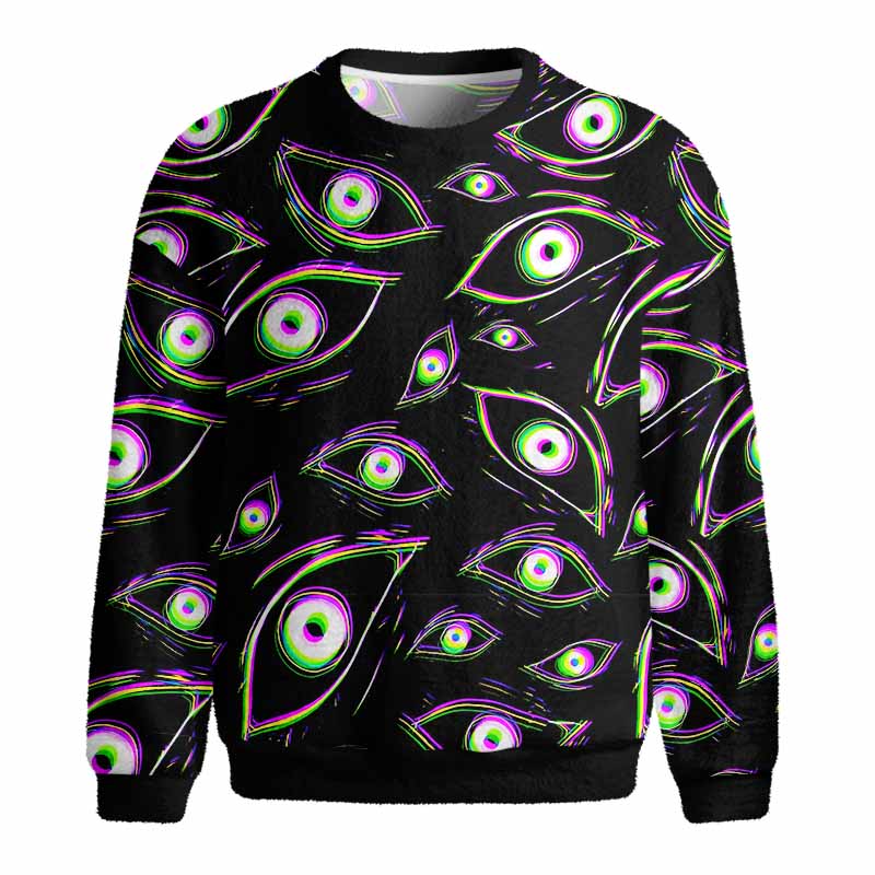 Soulisfree Glitch Vision Fuzzy Crewneck Sweater