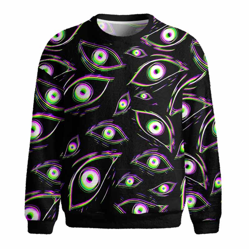 Soulisfree Glitch Vision Fuzzy Crewneck Sweater
