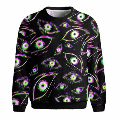 Soulisfree Glitch Vision Fuzzy Crewneck Sweater
