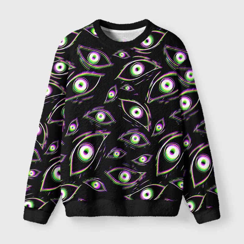 Soulisfree Glitch Vision Fuzzy Crewneck Sweater