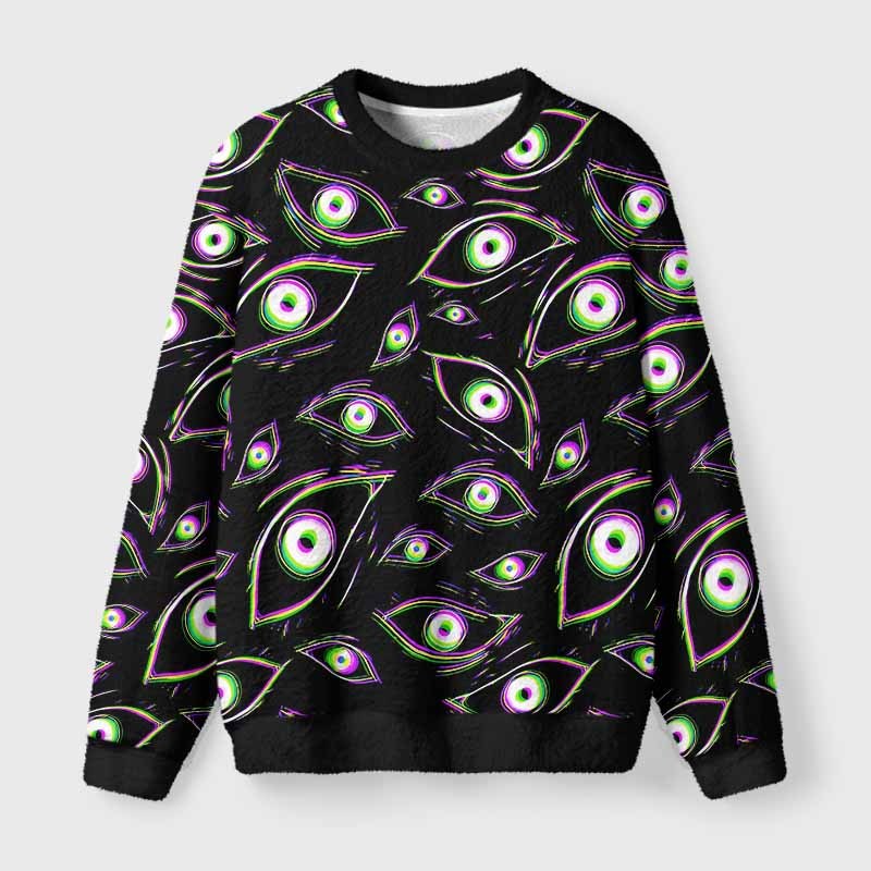 Soulisfree Glitch Vision Fuzzy Crewneck Sweater