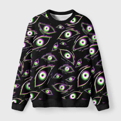Soulisfree Glitch Vision Fuzzy Crewneck Sweater