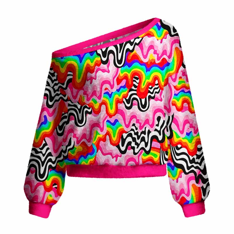Soulisfree Psychedelic Wave Women's Fuzzy Crewneck Sweater