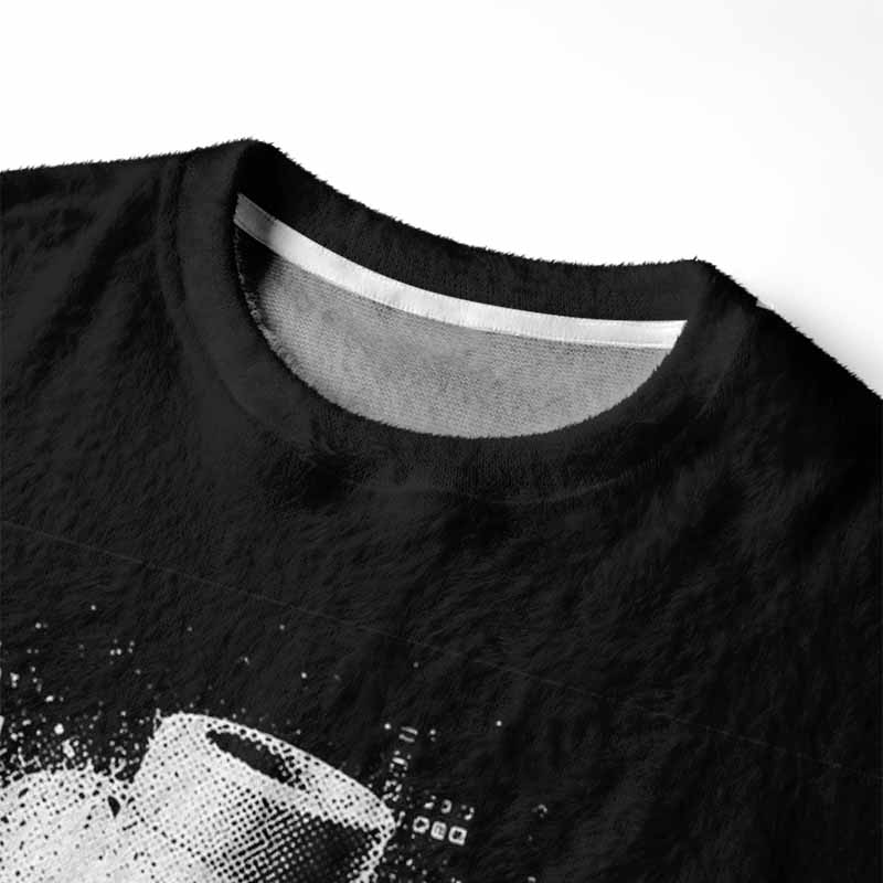 Soulisfree Dead Signal Skeleton Fuzzy Crewneck Sweater