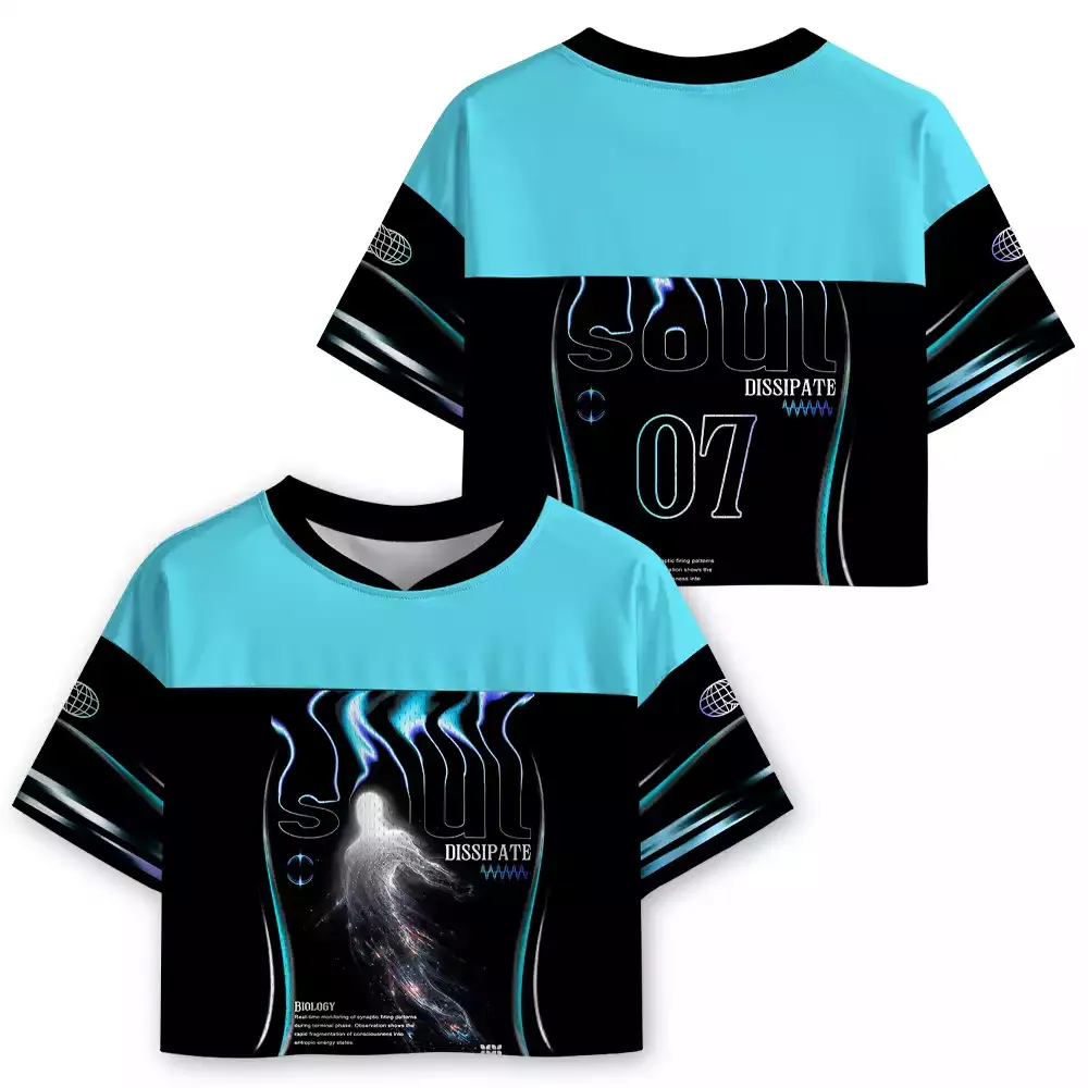 Soulisfree Dreamline Optic Lines Illusion  Cropped Mesh Jersey