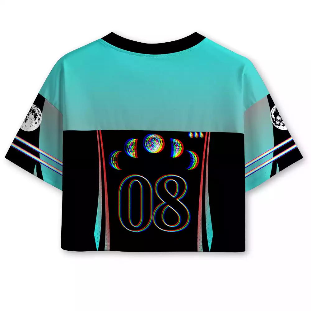 Soulisfree Ethereal Energy Optic Lines Illusion Cropped Mesh Jersey