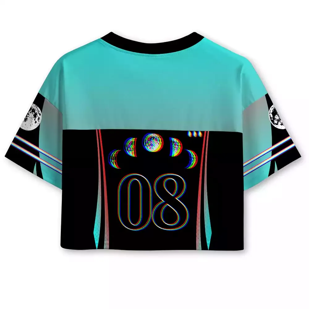 Soulisfree Ethereal Energy Optic Lines Illusion Cropped Mesh Jersey