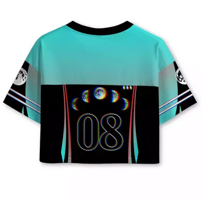 Soulisfree Ethereal Energy Optic Lines Illusion Cropped Mesh Jersey