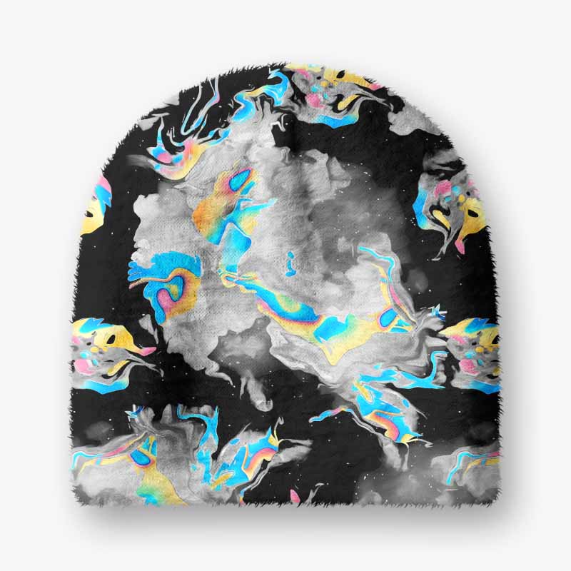 Soulisfree Cyber Iridescent Fluid  Fuzzy Beanie