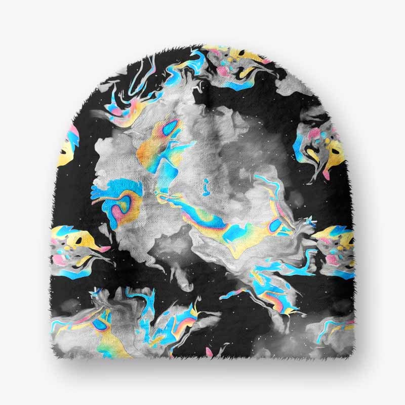Soulisfree Cyber Iridescent Fluid Fuzzy Beanie