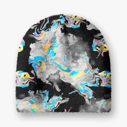 Soulisfree Cyber Iridescent Fluid  Fuzzy Beanie