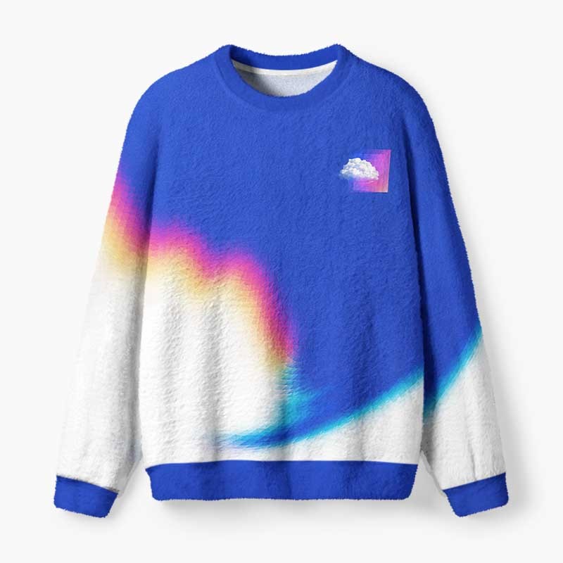Soulisfree DIGITAL DAYDREAM ,REALITY CAN WAIT Fuzzy Crewneck Sweater