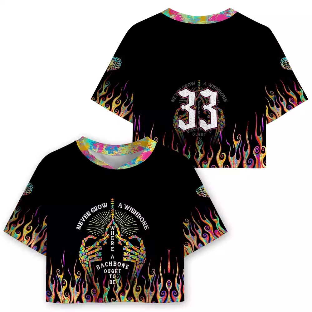 Soulisfree Never Grow A Wishbone, Where Your Backbone Ought To Be Cropped Mesh Jersey