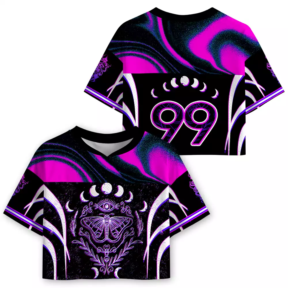 Soulisfree Lunar Oracle Celestial Moth Illusion Cropped Mesh Jersey