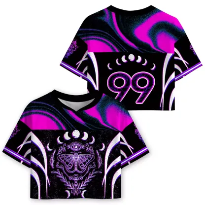 Soulisfree Lunar Oracle Celestial Moth Illusion Cropped Mesh Jersey