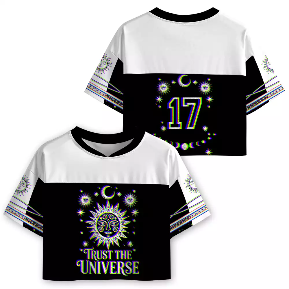 Soulisfree Universe Within You Optic Lines Illusion Cropped Mesh Jersey