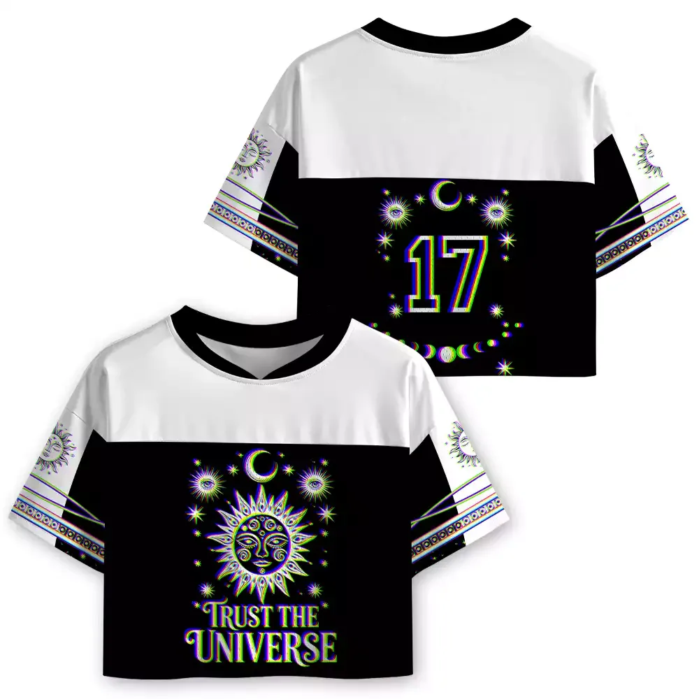 Soulisfree Universe Within You Optic Lines Illusion Cropped Mesh Jersey