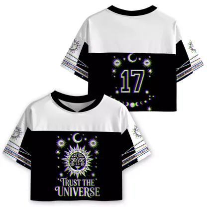 Soulisfree Universe Within You Optic Lines Illusion Cropped Mesh Jersey