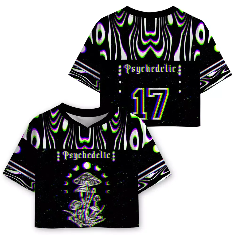 Soulisfree Inner Vision Optic Lines Illusion Cropped Mesh Jersey