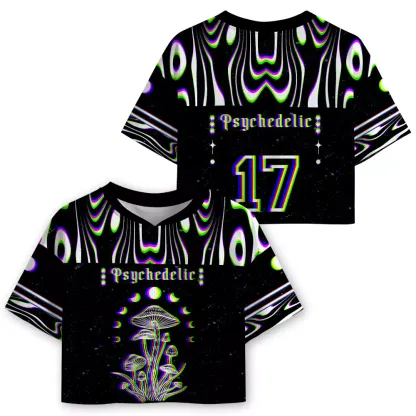 Soulisfree Inner Vision Optic Lines Illusion Cropped Mesh Jersey