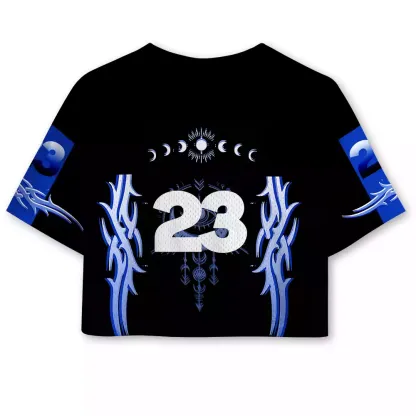 Soulisfree Lunar Eye Tribal Flame Illusion Cropped Mesh Jersey