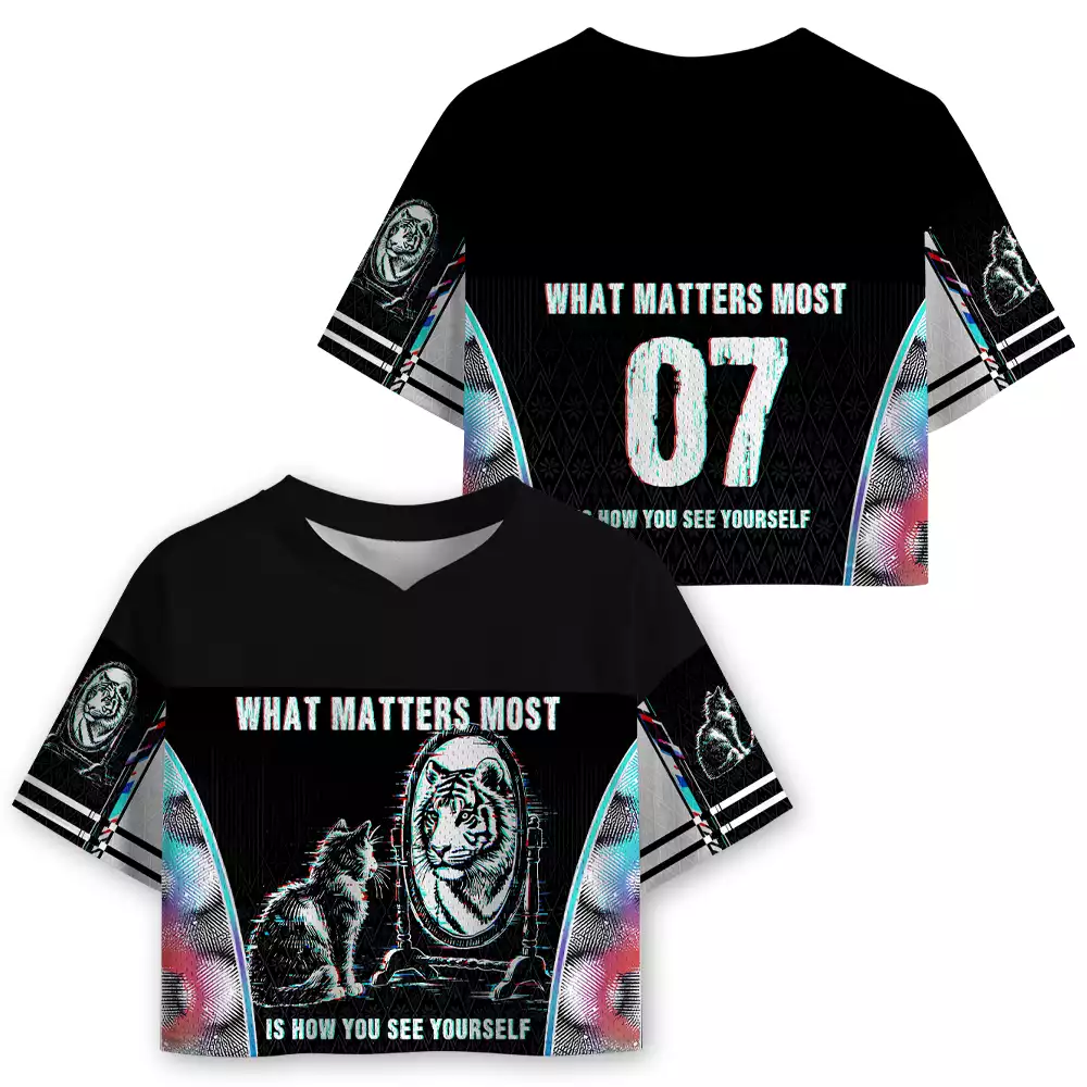 Soulisfree WHAT MATTERS MOST IS HOW YOU SEE YOURSELF Cropped Mesh Jersey