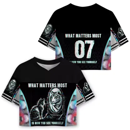 Soulisfree WHAT MATTERS MOST IS HOW YOU SEE YOURSELF Cropped Mesh Jersey