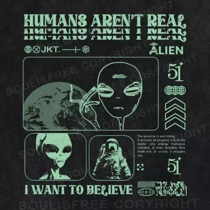 Human Aren't Real Washed Alien T-shirt