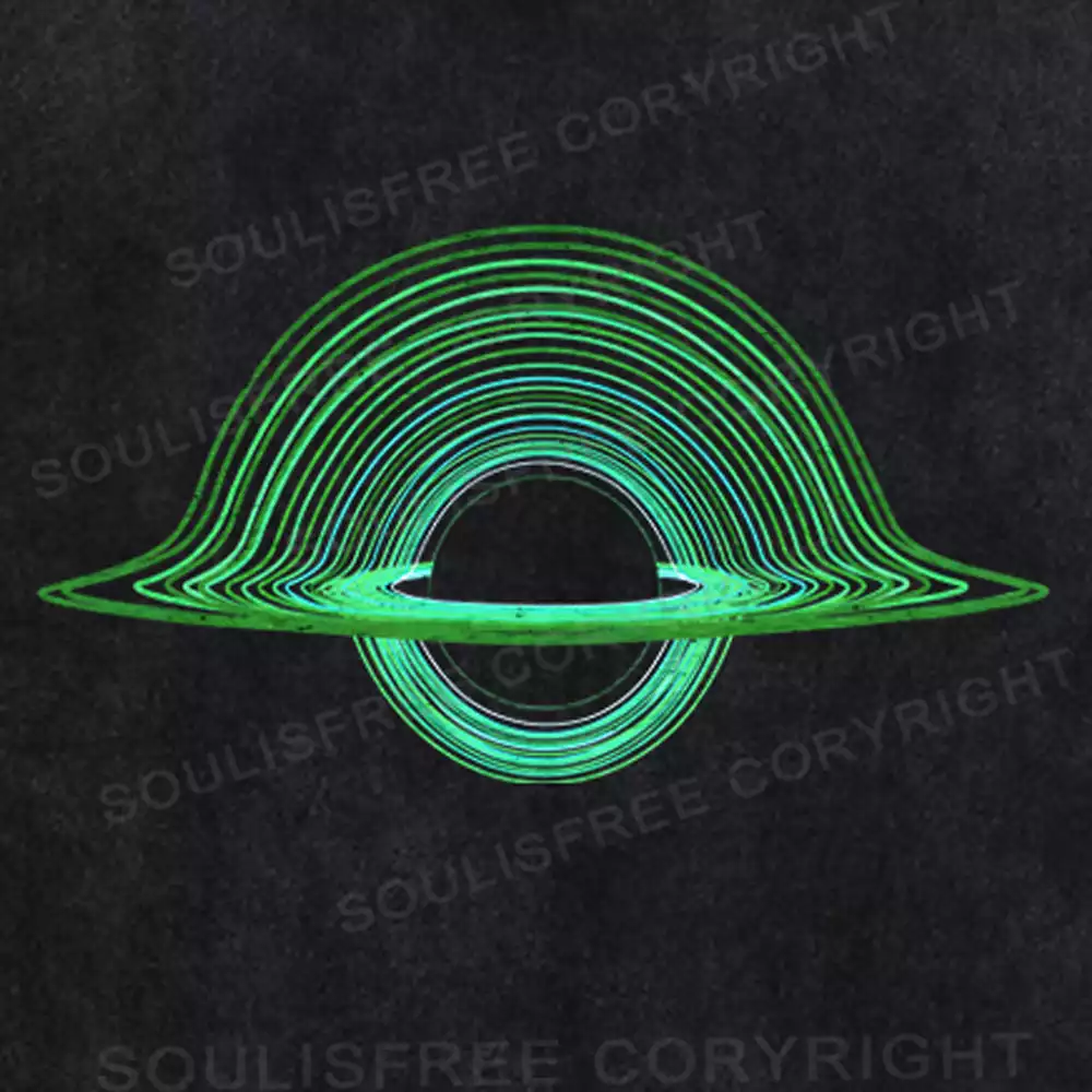 Green Black Hole Washed Space T-shirt