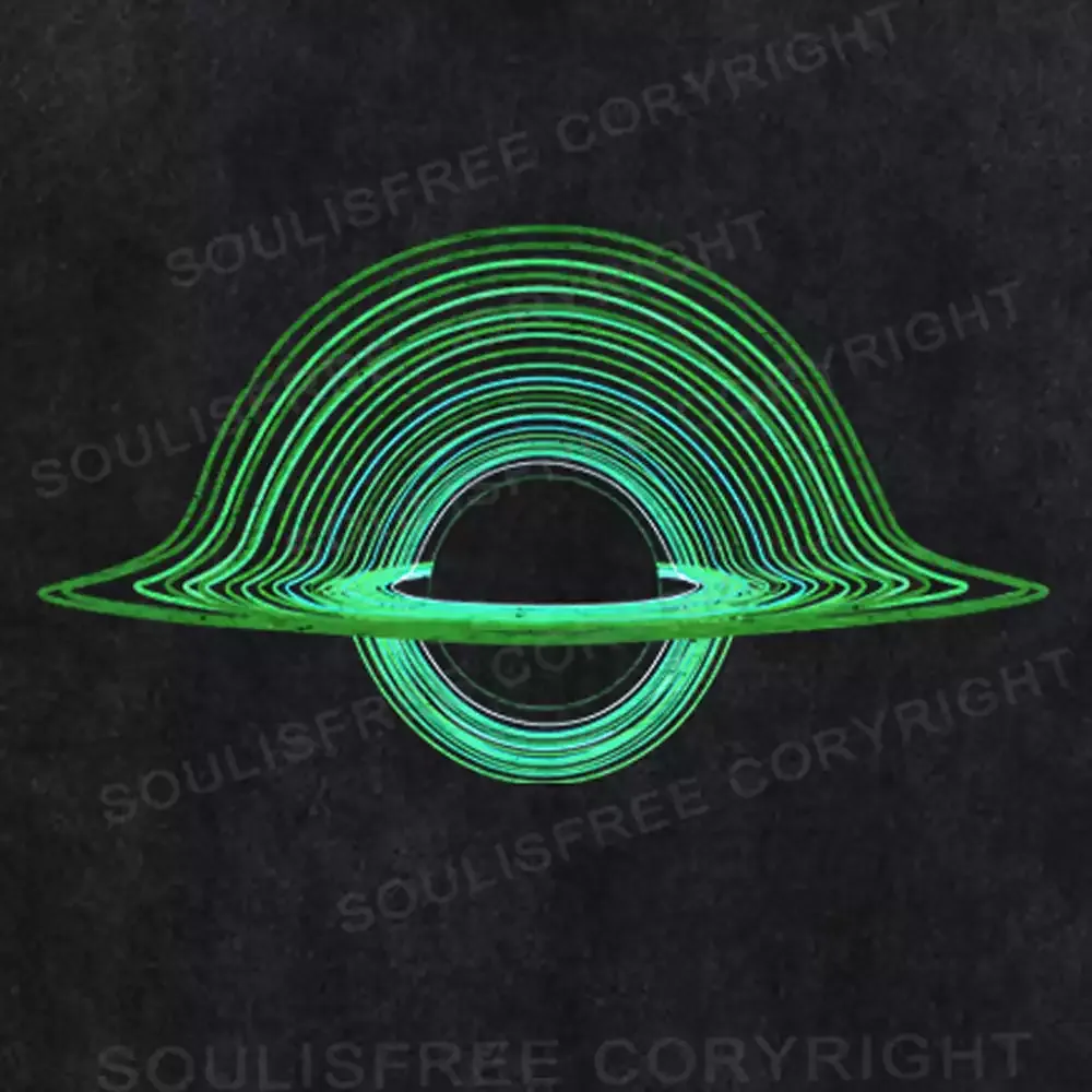 Green Black Hole Washed Space T-shirt