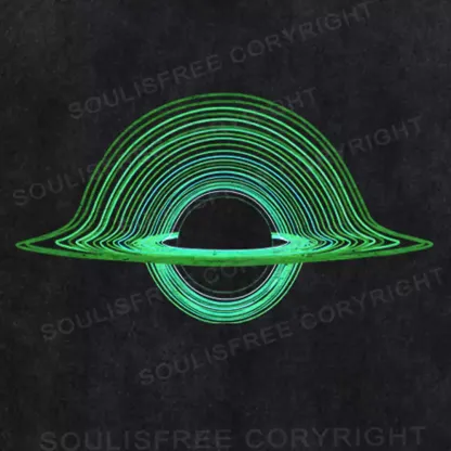 Green Black Hole Washed Space T-shirt