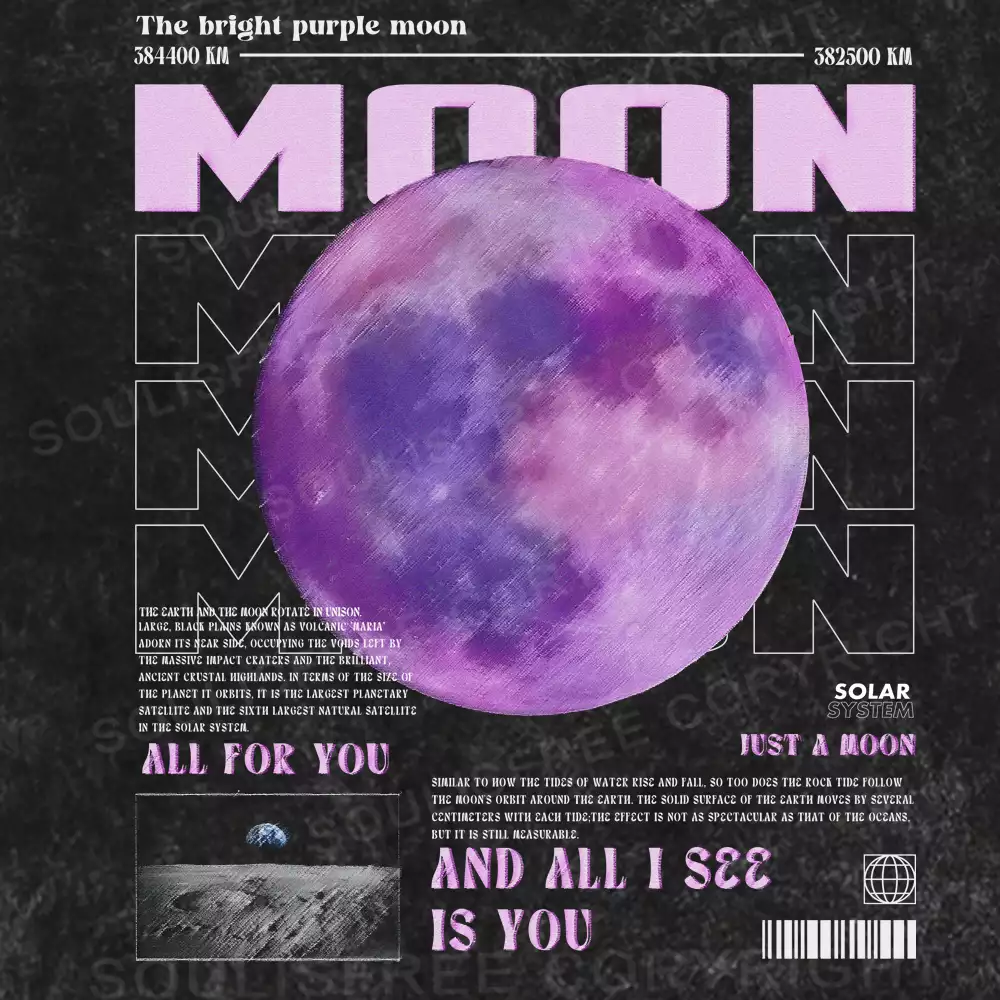 The Bright Purple Moon Washed Space T-shirt