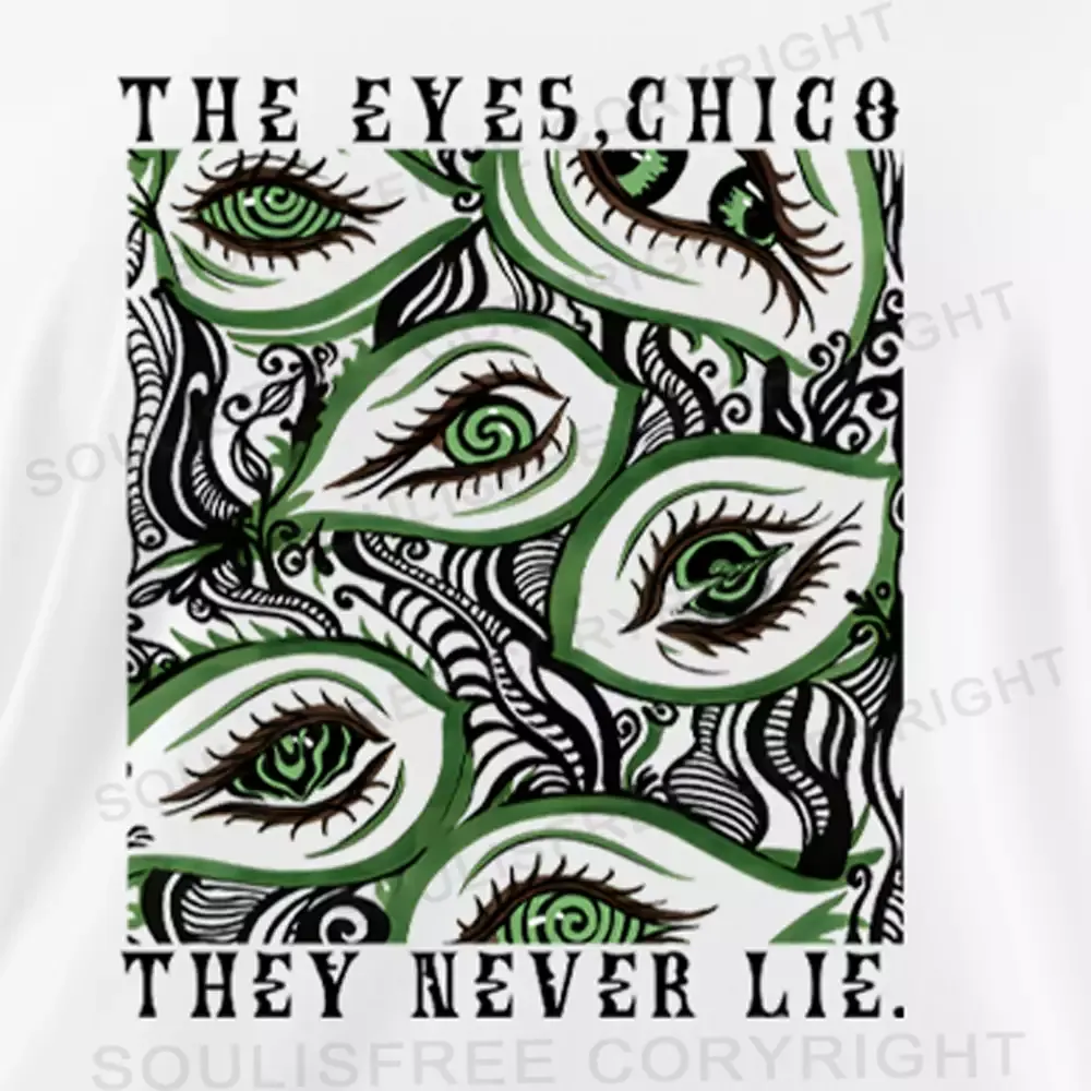 The Eyes,Chico They Never Lie. Asymmetrical Top With Side Drawstring