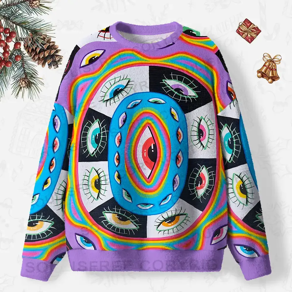 Cosmic Vision Kaleidoscope Ugly Christmas Knit Sweatshirt