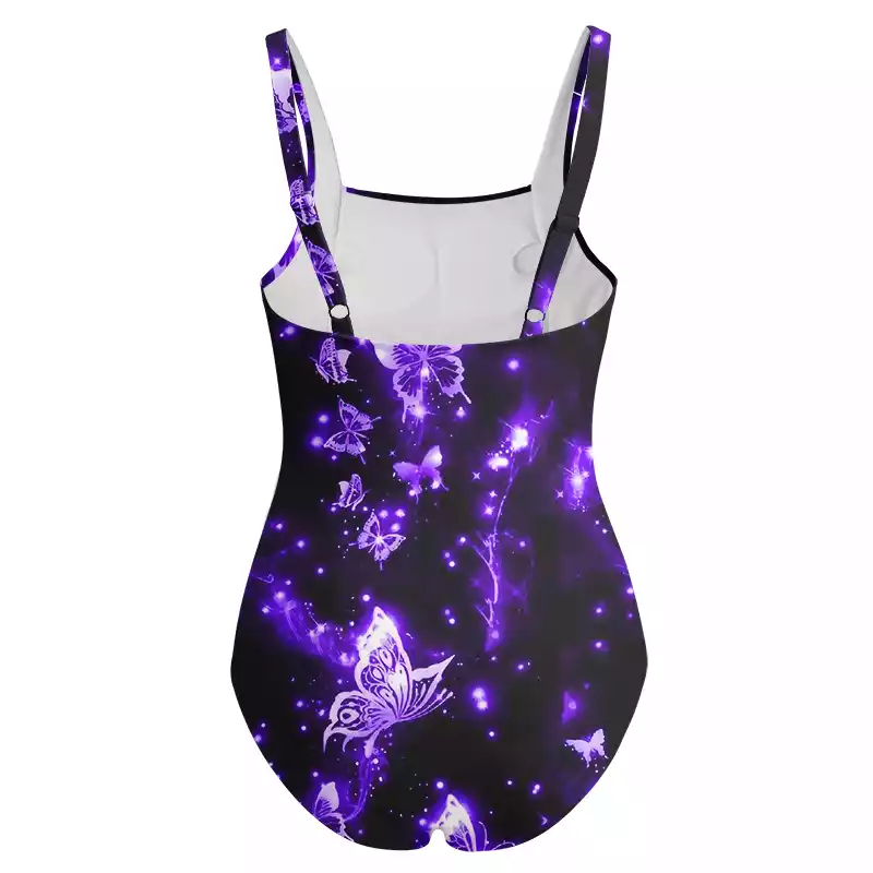 Soulisfree Neon Butterfly One‑Piece Swimsuit