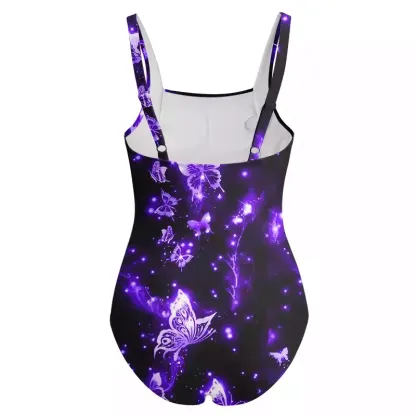 Soulisfree Neon Butterfly One‑Piece Swimsuit