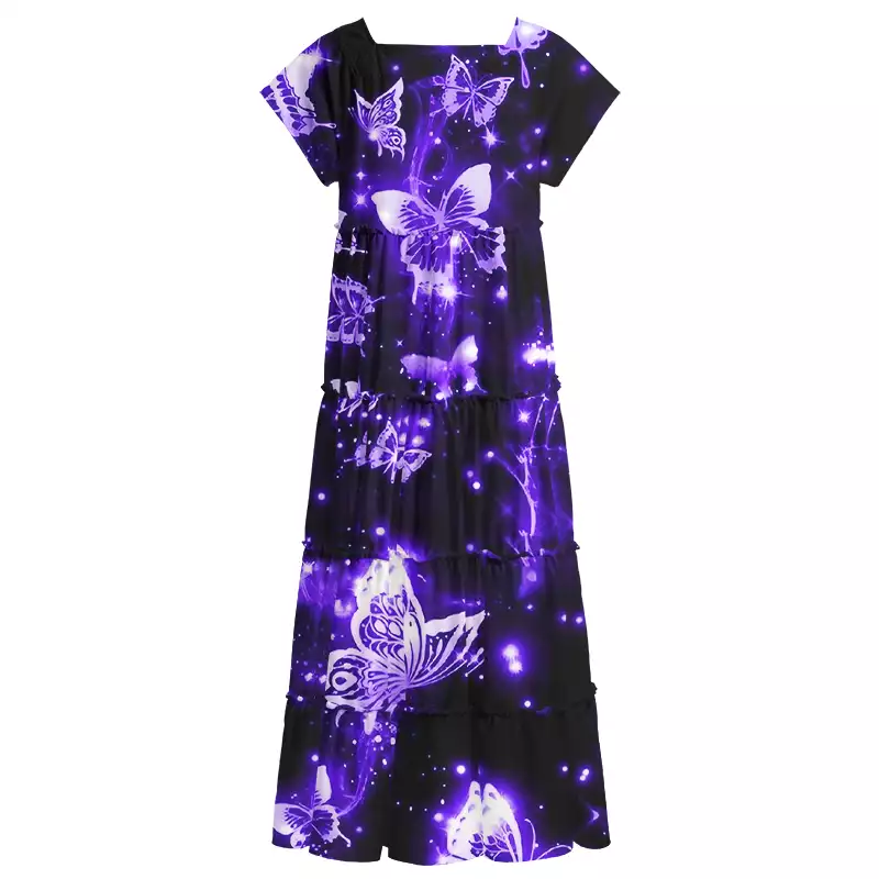 Soulisfree Neon Butterfly  Square Neck Maxi Dress
