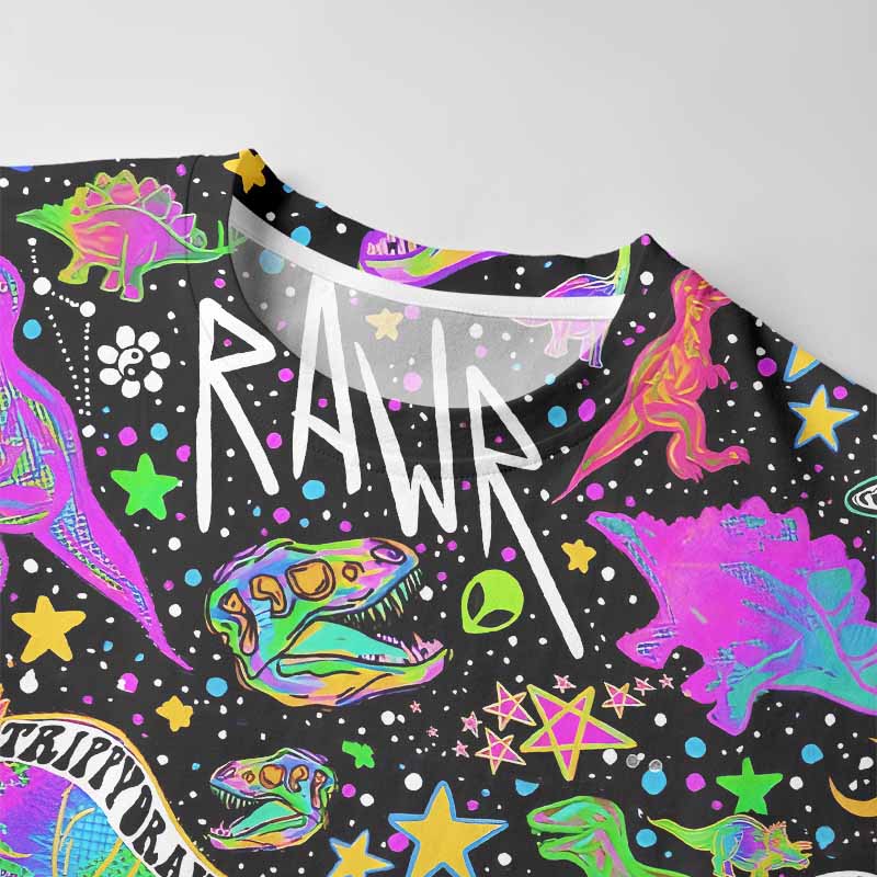Soulisfree Cosmic Dino Trip Long Sleeve Cotton Tee